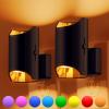 imageL LOHAS LED Night Light Amber Night Light Dimmable Night Light Light Sensor Soft Night Light Yellow Night Light Sleep Light for Kids Warm Night Light for Bedroom Hallway Bathroom 2 PackRGBBlack Shade