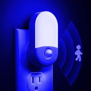 imageL LOHAS LED Motion Sensor Night Light 2 Pack Motion Activated Night Light Daylight White Adjustable Brightness Motion Sensor Light Indoor Plug in for Nursery Kids Bedroom Bathroom NightlightBlue