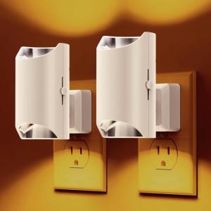 imageL LOHAS LED Night Light Amber Night Light Dimmable Night Light Light Sensor Soft Night Light Yellow Night Light Sleep Light for Kids Warm Night Light for Bedroom Hallway Bathroom 2 PackAmberWhite Shade