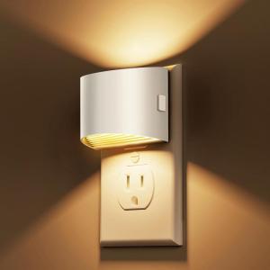 imageL LOHAS LED Night Lights Plug into Wall Dimmable Night Light with 3 Level Brightness 5000K Daylight White 2 Pack White HousingSoft White