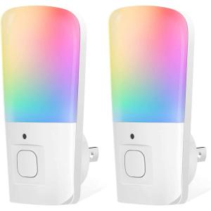 imageLOHAS LED Night Light Kids Plug in LED Night Lights for Kid 9Color Changing Bright Nightlight with Dusk to Dawn Sensor Plugin Night Light for Kids Hallway Stairway Bedroom 2 PackRGB
