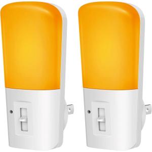 imageLOHAS LED Night Light Kids Plug in LED Night Lights for Kid 9Color Changing Bright Nightlight with Dusk to Dawn Sensor Plugin Night Light for Kids Hallway Stairway Bedroom 2 PackAmber