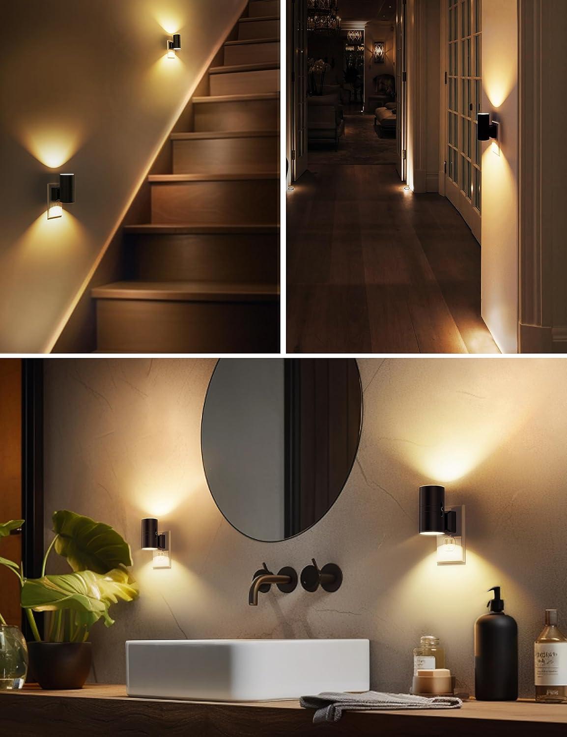 imageL LOHAS LED Night Light Night Lights Plug into Wall Color Changing Nightlight RGB with Light Sensor Home Decor for Kids Gifts Halloween Christmas Holiday Hallway Bedroom Kids Room 2 Pack3000Ksoft white