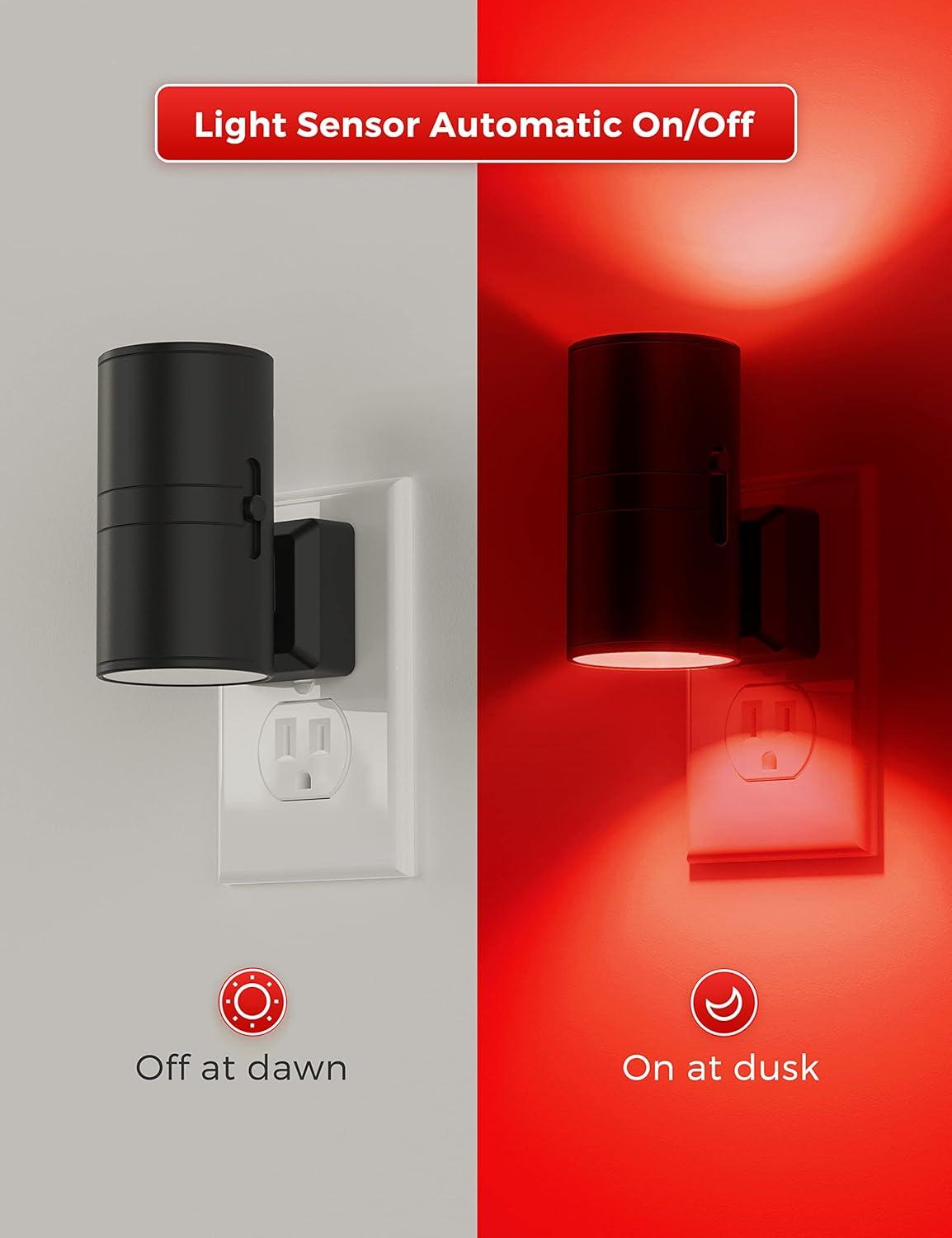 imageL LOHAS LED Night Light Night Lights Plug into Wall Color Changing Nightlight RGB with Light Sensor Home Decor for Kids Gifts Halloween Christmas Holiday Hallway Bedroom Kids Room 2 PackRed