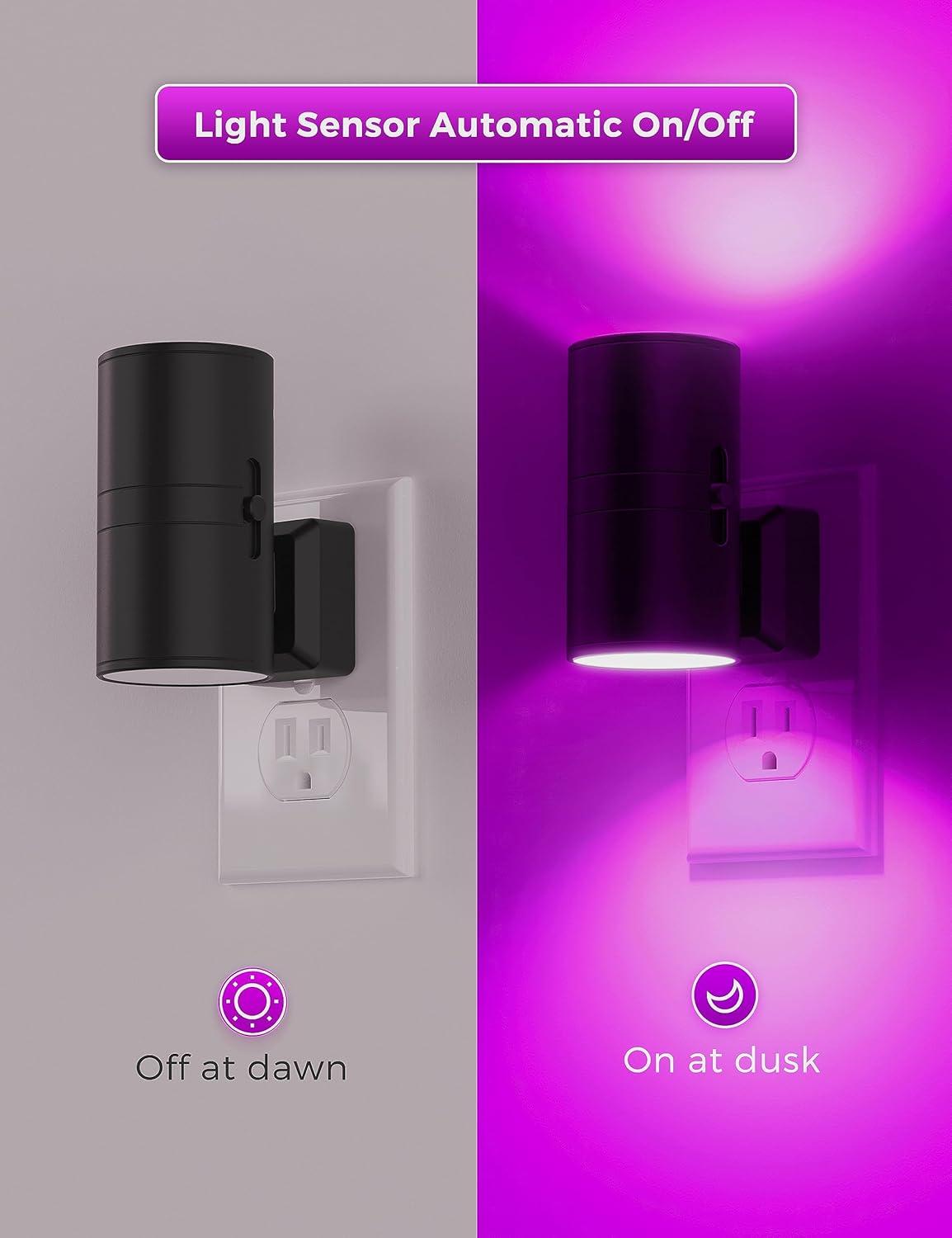imageL LOHAS LED Night Light Night Lights Plug into Wall Color Changing Nightlight RGB with Light Sensor Home Decor for Kids Gifts Halloween Christmas Holiday Hallway Bedroom Kids Room 2 PackPurple