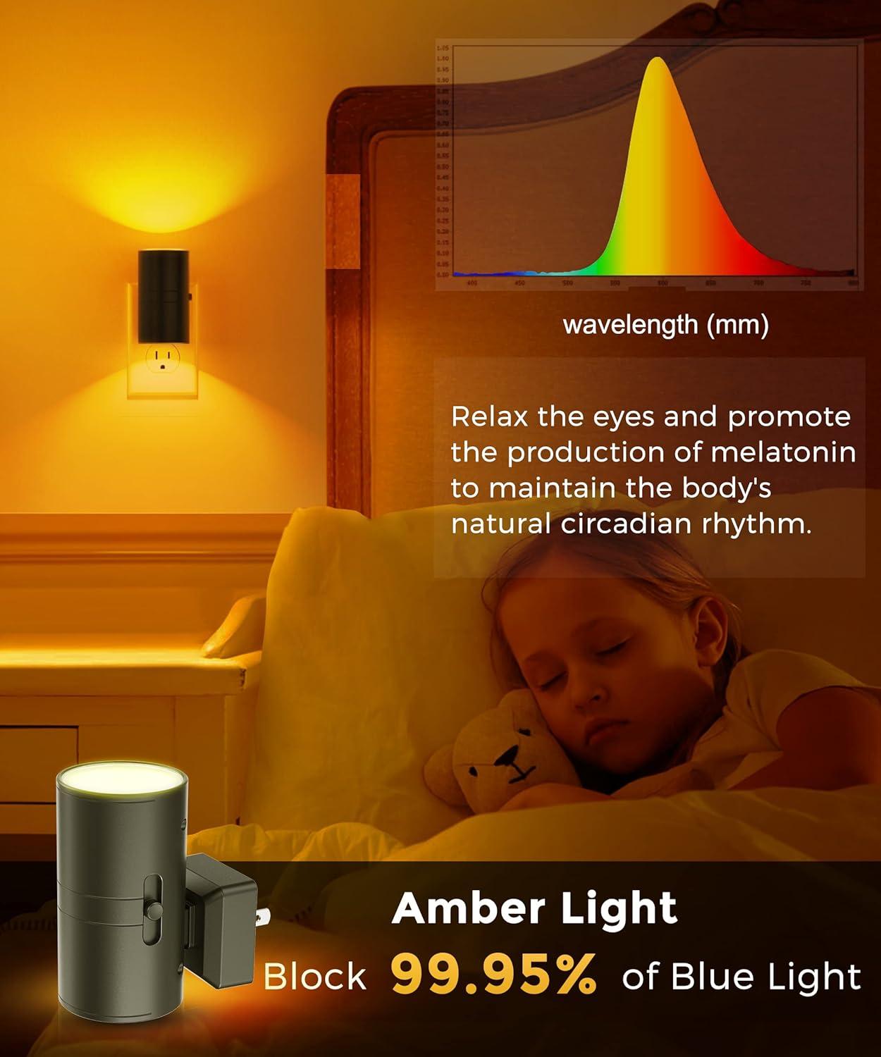 imageL LOHAS LED Night Light Night Lights Plug into Wall Color Changing Nightlight RGB with Light Sensor Home Decor for Kids Gifts Halloween Christmas Holiday Hallway Bedroom Kids Room 2 PackAmber