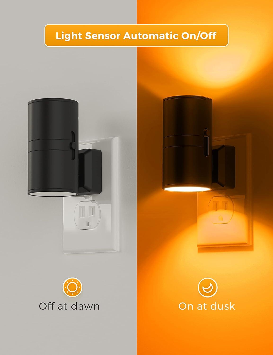 imageL LOHAS LED Night Light Night Lights Plug into Wall Color Changing Nightlight RGB with Light Sensor Home Decor for Kids Gifts Halloween Christmas Holiday Hallway Bedroom Kids Room 2 PackAmber
