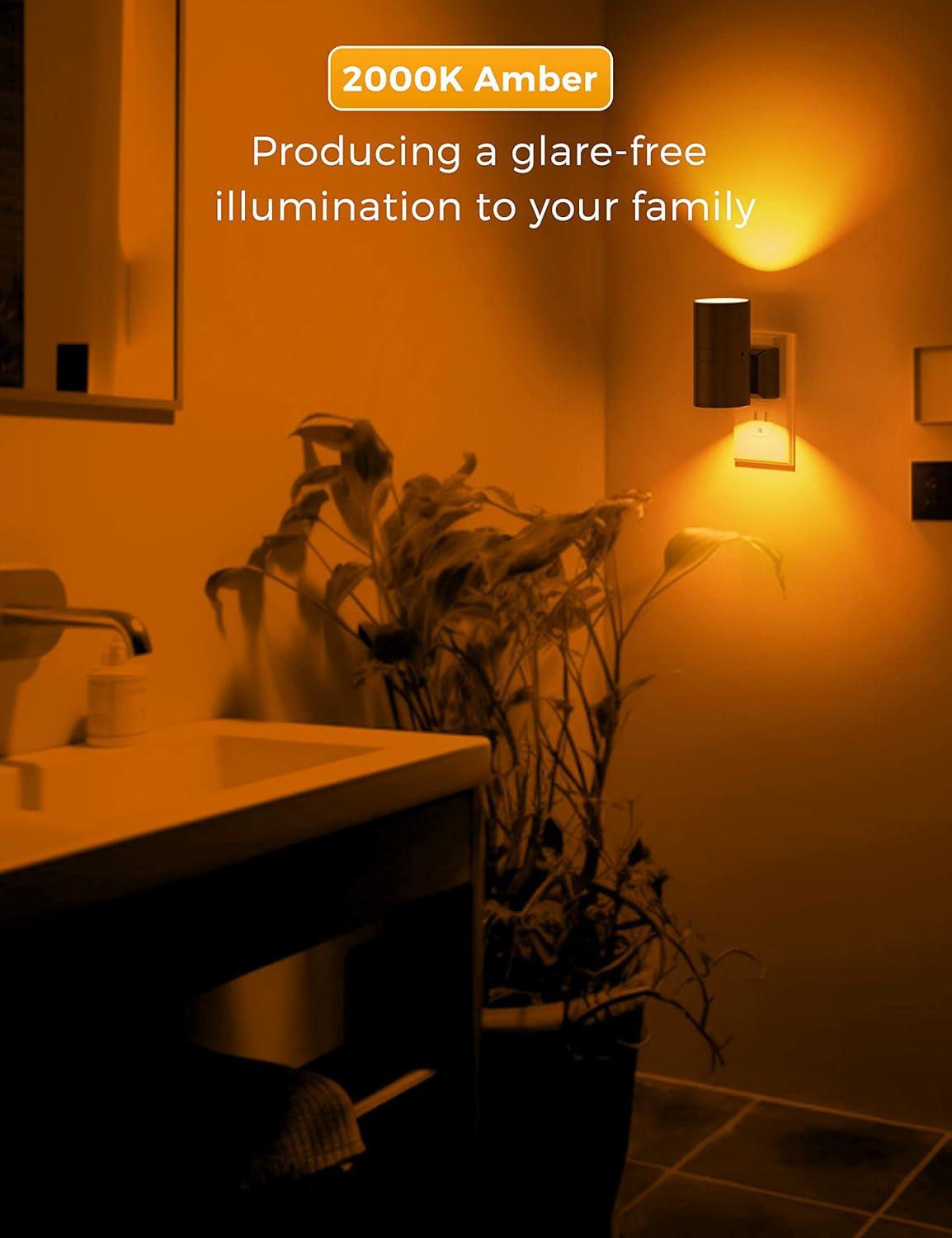 imageL LOHAS LED Night Light Night Lights Plug into Wall Color Changing Nightlight RGB with Light Sensor Home Decor for Kids Gifts Halloween Christmas Holiday Hallway Bedroom Kids Room 2 PackAmber
