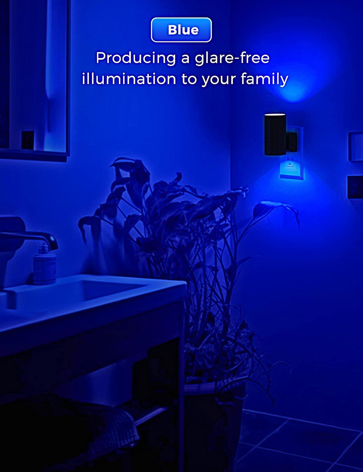 imageL LOHAS LED Night Light Night Lights Plug into Wall Color Changing Nightlight RGB with Light Sensor Home Decor for Kids Gifts Halloween Christmas Holiday Hallway Bedroom Kids Room 2 PackBlue