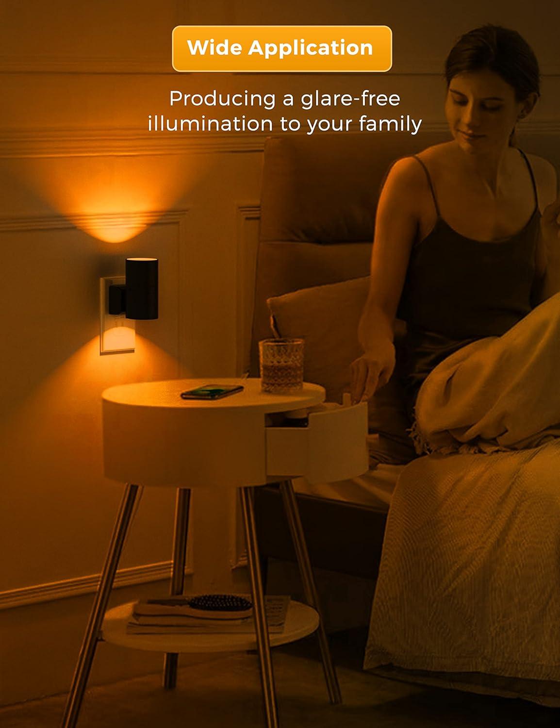 imageL LOHAS LED Night Light Night Lights Plug into Wall Color Changing Nightlight RGB with Light Sensor Home Decor for Kids Gifts Halloween Christmas Holiday Hallway Bedroom Kids Room 2 PackAmber