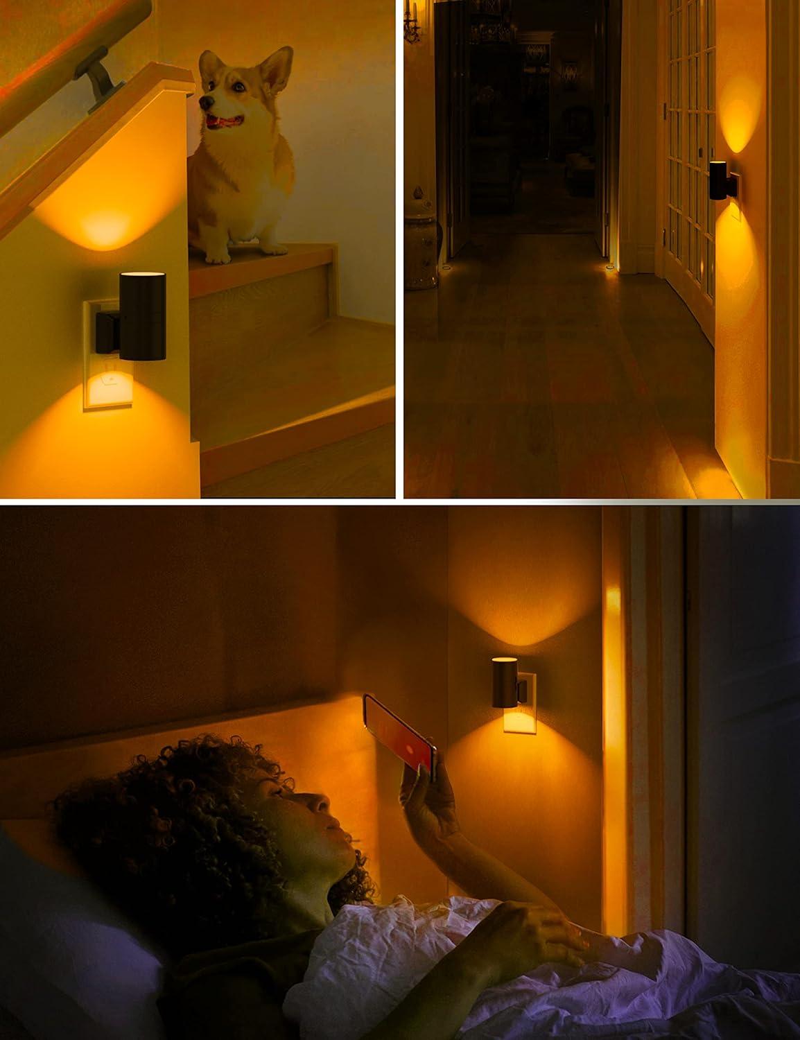 imageL LOHAS LED Night Light Night Lights Plug into Wall Color Changing Nightlight RGB with Light Sensor Home Decor for Kids Gifts Halloween Christmas Holiday Hallway Bedroom Kids Room 2 PackAmber