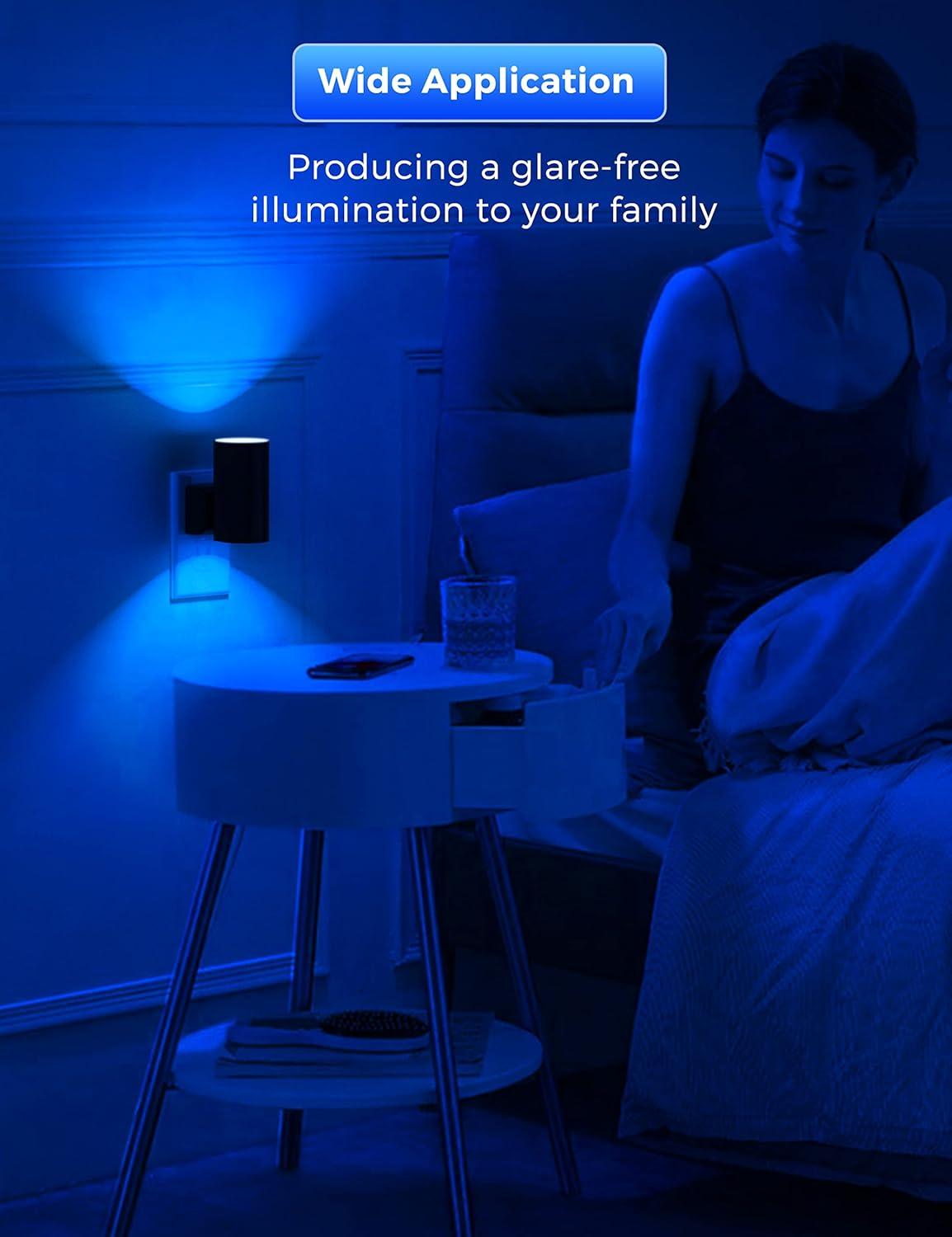 imageL LOHAS LED Night Light Night Lights Plug into Wall Color Changing Nightlight RGB with Light Sensor Home Decor for Kids Gifts Halloween Christmas Holiday Hallway Bedroom Kids Room 2 PackBlue