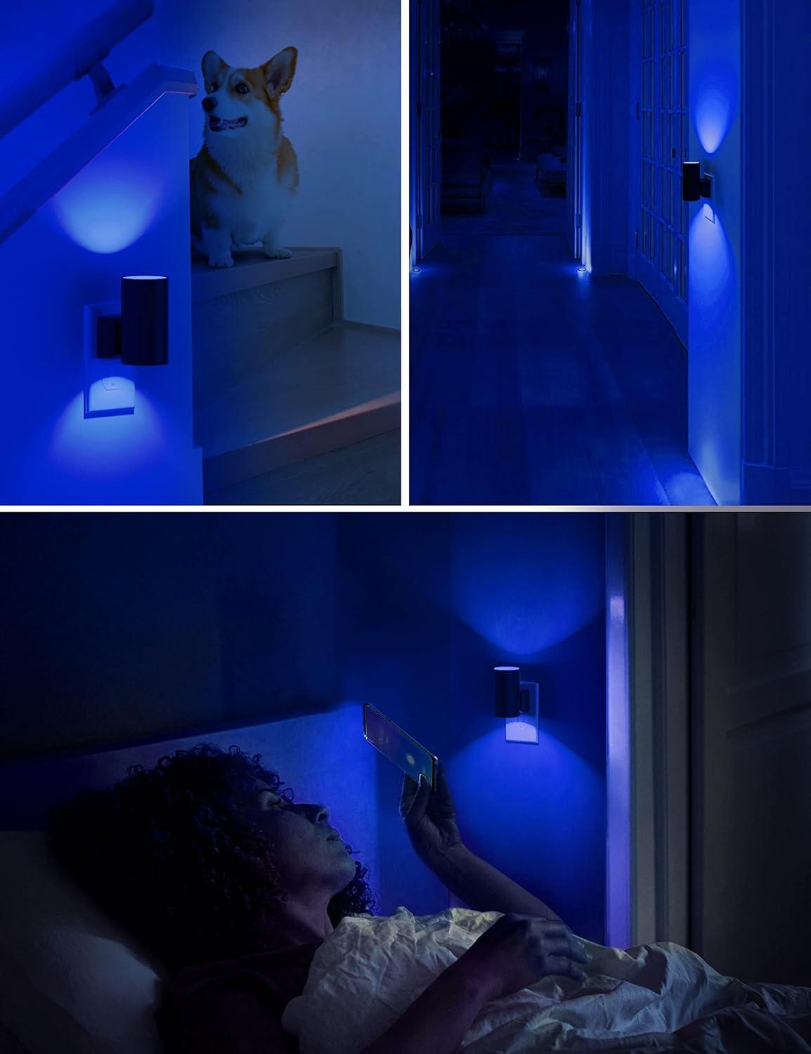 imageL LOHAS LED Night Light Night Lights Plug into Wall Color Changing Nightlight RGB with Light Sensor Home Decor for Kids Gifts Halloween Christmas Holiday Hallway Bedroom Kids Room 2 PackBlue