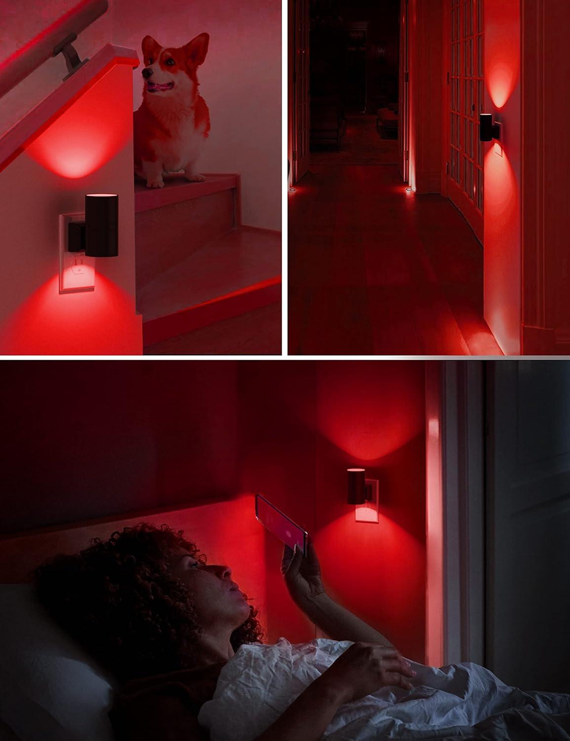 imageL LOHAS LED Night Light Night Lights Plug into Wall Color Changing Nightlight RGB with Light Sensor Home Decor for Kids Gifts Halloween Christmas Holiday Hallway Bedroom Kids Room 2 PackRed