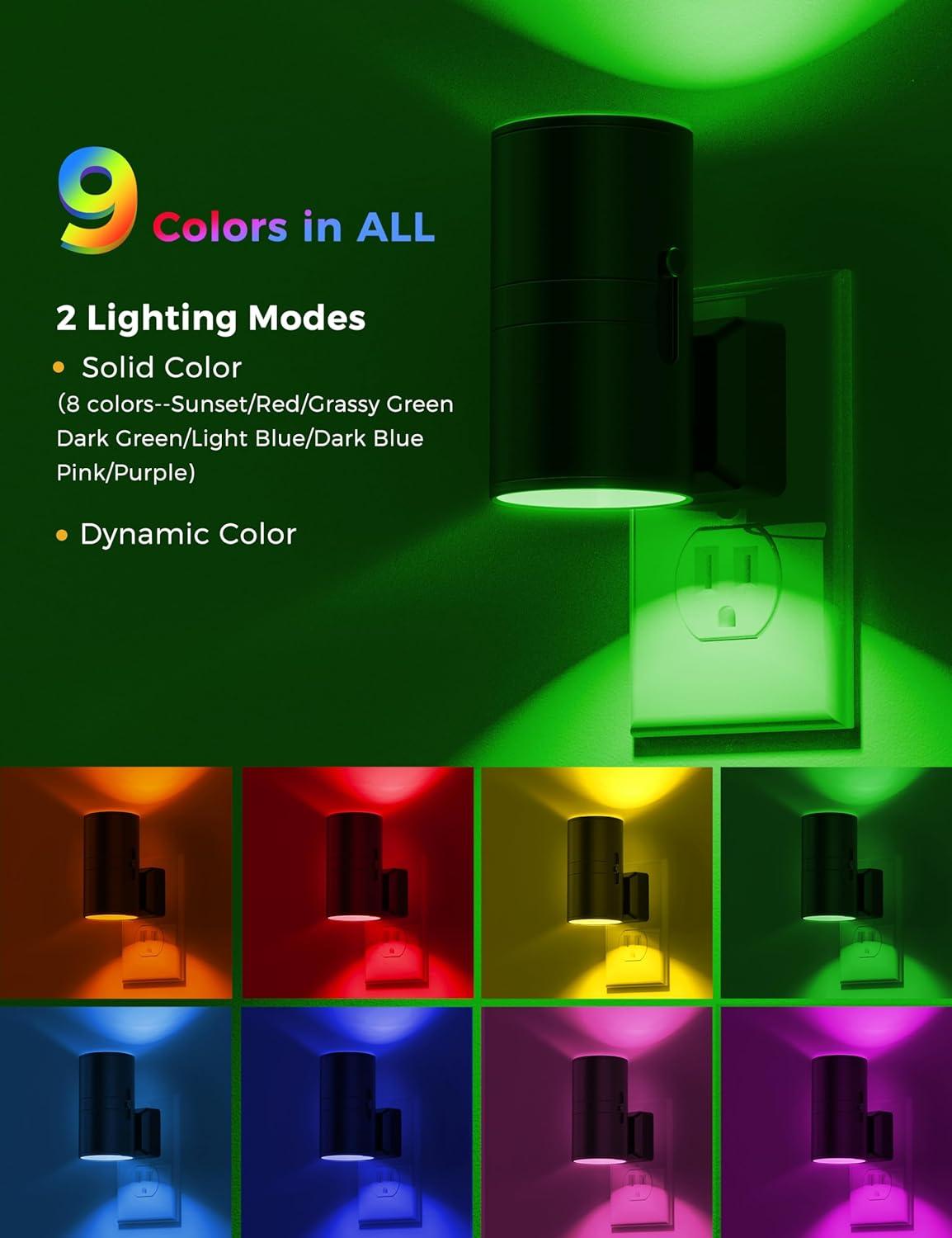 imageL LOHAS LED Night Light Night Lights Plug into Wall Color Changing Nightlight RGB with Light Sensor Home Decor for Kids Gifts Halloween Christmas Holiday Hallway Bedroom Kids Room 2 PackMulticolor