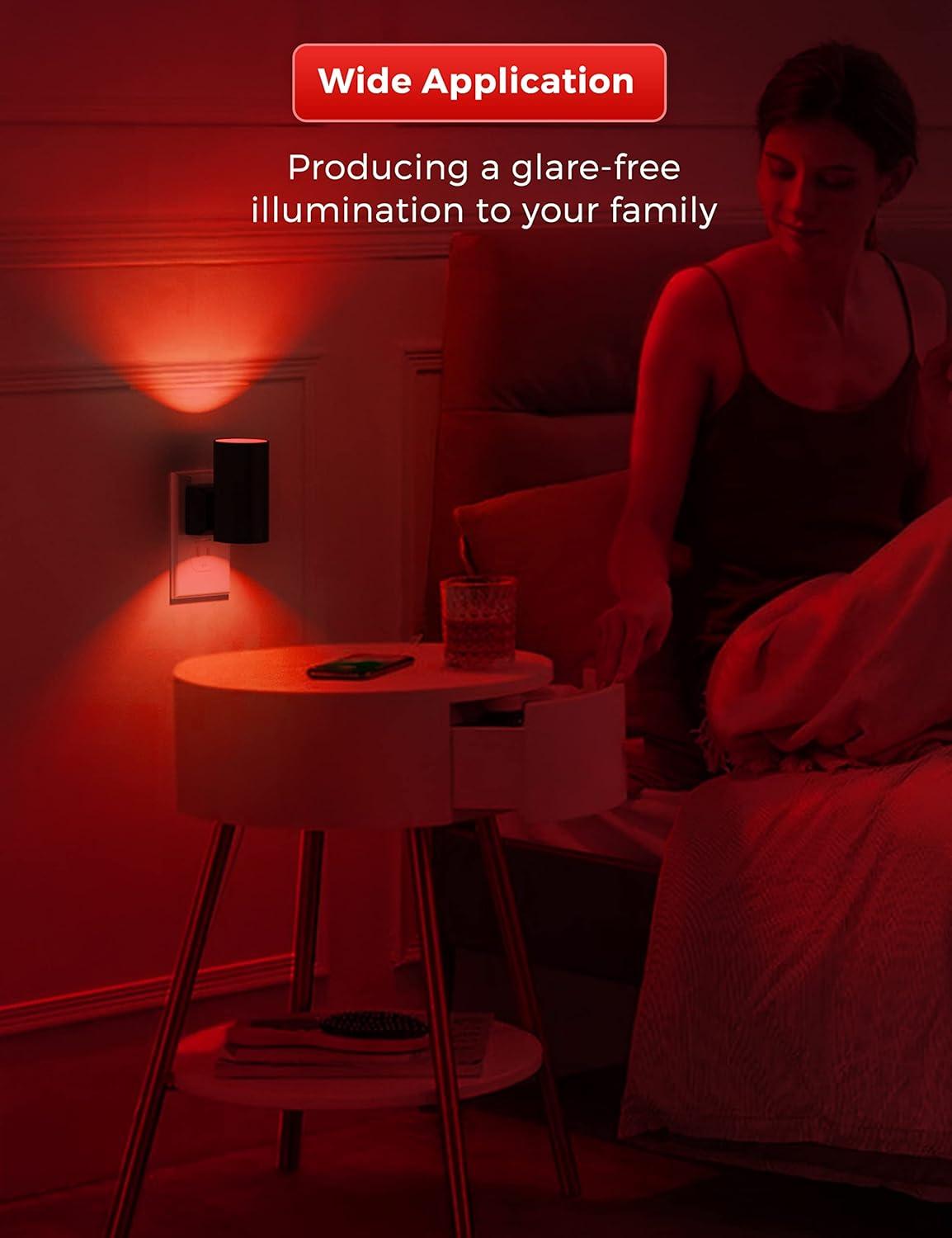 imageL LOHAS LED Night Light Night Lights Plug into Wall Color Changing Nightlight RGB with Light Sensor Home Decor for Kids Gifts Halloween Christmas Holiday Hallway Bedroom Kids Room 2 PackRed