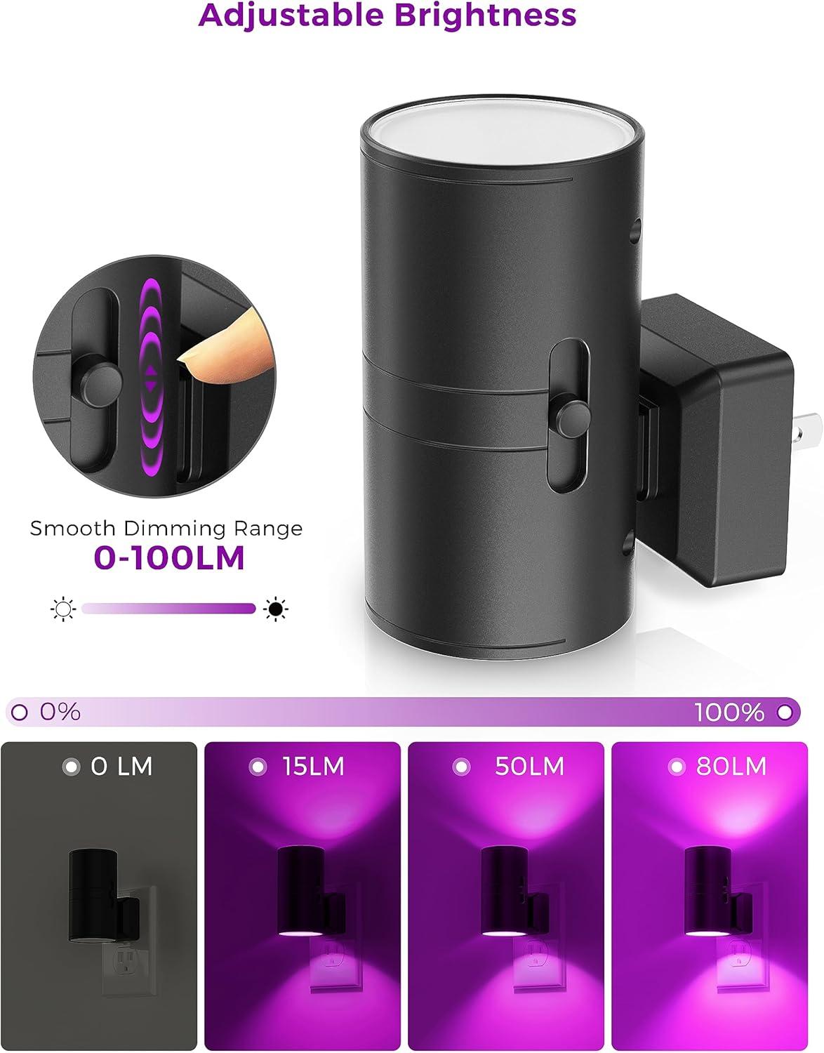 imageL LOHAS LED Night Light Night Lights Plug into Wall Color Changing Nightlight RGB with Light Sensor Home Decor for Kids Gifts Halloween Christmas Holiday Hallway Bedroom Kids Room 2 PackPurple