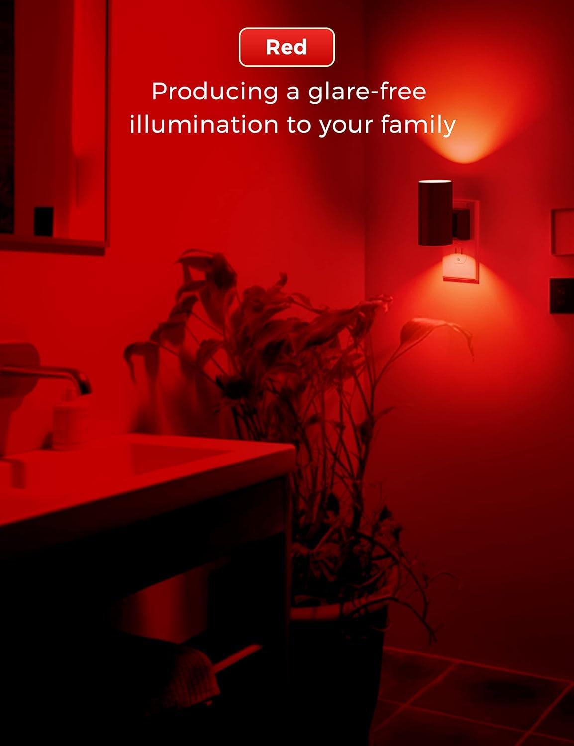 imageL LOHAS LED Night Light Night Lights Plug into Wall Color Changing Nightlight RGB with Light Sensor Home Decor for Kids Gifts Halloween Christmas Holiday Hallway Bedroom Kids Room 2 PackRed