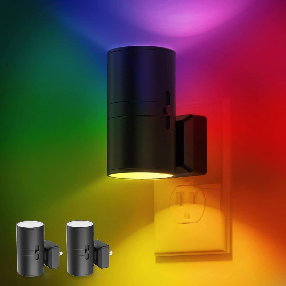 imageL LOHAS LED Night Light Night Lights Plug into Wall Color Changing Nightlight RGB with Light Sensor Home Decor for Kids Gifts Halloween Christmas Holiday Hallway Bedroom Kids Room 2 PackMulticolor