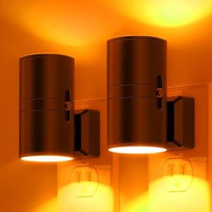 imageL LOHAS LED Night Light Night Lights Plug into Wall Color Changing Nightlight RGB with Light Sensor Home Decor for Kids Gifts Halloween Christmas Holiday Hallway Bedroom Kids Room 2 PackAmber