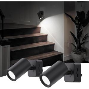 imageL LOHAS LED Night Lights Plug into Wall 2Pack Spot Lights Indoor with Dusk to Dawn Sensor 0100 LM Brightness DimmableSoft White 3000K Nightlight for Adults Bathroom Hallway StairsDaylight White