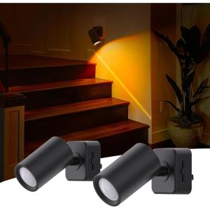 imageL LOHAS LED Night Lights Plug into Wall 2Pack Spot Lights Indoor with Dusk to Dawn Sensor 0100 LM Brightness DimmableSoft White 3000K Nightlight for Adults Bathroom Hallway StairsAmber