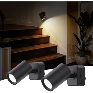 imageL LOHAS LED Night Lights Plug into Wall 2Pack Spot Lights Indoor with Dusk to Dawn Sensor 0100 LM Brightness DimmableSoft White 3000K Nightlight for Adults Bathroom Hallway StairsSoft White