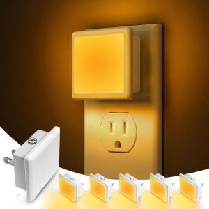 imageL LOHAS LED Night Lights Plug into Wall 6Pack Plug in Night Light DusktoDawn Sensor 3000K Soft White 03W Bright Nightlight AutoOnOff for Adults Kids Room Bedroom Bathroom Hallway KitchenAmber