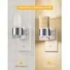 imageL LOHAS LED Night LightDimmable Night Lights Plug into Wall 2 Pack Acrylic Nightlight with 0100 LM Adjustable Brightness 3000K Plug in Night Light with Dusk to Dawn Sensor for Bathroom HallwaySoft WhiteSilver Ring