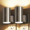 imageL LOHAS LED Night Light Automatic Night Lights Plug into Wall 2 Pack Nightlights with Light Sensor 3000K Soft White 0100LM Dimmable Modern Nightlight for Kids Bedroom HallwayElectroplated Silver