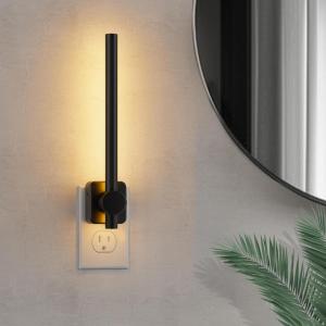 imageL LOHAS LED Night Light 2Pack Night Lights Plug into Wall Dimmable Night Light 0200LM Nightlights Black and Gold Vanity Nightlights for Bathroom Bedroom Soft White 3000K Dusk to Dawn SensorBlack3000K