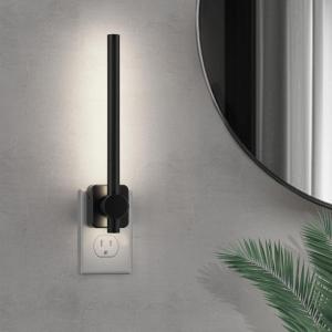 imageL LOHAS LED Night Light 2Pack Night Lights Plug into Wall Dimmable Night Light 0200LM Nightlights Black and Gold Vanity Nightlights for Bathroom Bedroom Soft White 3000K Dusk to Dawn SensorBlack5000K