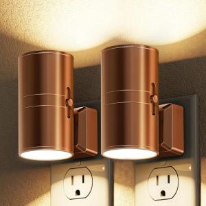 imageL LOHAS LED Night Light Automatic Night Lights Plug into Wall 2 Pack Nightlights with Light Sensor 3000K Soft White 0100LM Dimmable Modern Nightlight for Kids Bedroom HallwayElectroplated Rose Gold