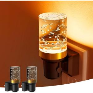 imageL LOHAS LED Night Light Dimmable Night Lights Plug into Wall 2 Pack Automatic Night Lights Plug in with Auto Light Sensor Adjustable Brightness 3000K LED Night Light for Bedroom Hallway Home DecorBubbleamber2 Pack