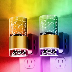 imageL LOHAS LED Night LightDimmable Night Lights Plug into Wall 2 Pack Acrylic Nightlight with 0100 LM Adjustable Brightness 3000K Plug in Night Light with Dusk to Dawn Sensor for Bathroom HallwayMulti Colors