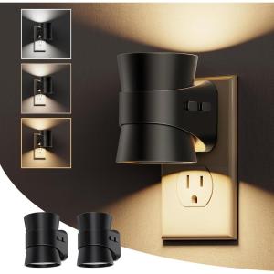 imageL LOHAS LED Night Lights Plug into Wall Dimmable Night Light 2pack 3CCT Adjustable Light Color and Brightness MultiScenario use for Living Room Kitchen Hallway BathroomTrumpet Black 02