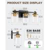 imageL LOHAS LED 3 Light Bathroom Vanity Light Black and Gold Bathroom Light Fixture Over Mirror Modern Lighting Fixtures with Clear Glass Shade Vintage Vanity Lights for Bathroom Mirror Hallway ETLGold and Black