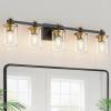 imageL LOHAS LED 3 Light Bathroom Vanity Light Black and Gold Bathroom Light Fixture Over Mirror Modern Lighting Fixtures with Clear Glass Shade Vintage Vanity Lights for Bathroom Mirror Hallway ETLGold and Black