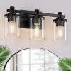 imageL LOHAS LED 3 Light Bathroom Vanity Light Black and Gold Bathroom Light Fixture Over Mirror Modern Lighting Fixtures with Clear Glass Shade Vintage Vanity Lights for Bathroom Mirror Hallway ETLBlack