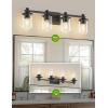 imageL LOHAS LED 3 Light Bathroom Vanity Light Black and Gold Bathroom Light Fixture Over Mirror Modern Lighting Fixtures with Clear Glass Shade Vintage Vanity Lights for Bathroom Mirror Hallway ETLBlack