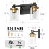 imageL LOHAS LED 3 Light Bathroom Vanity Light Black and Gold Bathroom Light Fixture Over Mirror Modern Lighting Fixtures with Clear Glass Shade Vintage Vanity Lights for Bathroom Mirror Hallway ETLGold and Black
