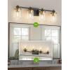imageL LOHAS LED 3 Light Bathroom Vanity Light Black and Gold Bathroom Light Fixture Over Mirror Modern Lighting Fixtures with Clear Glass Shade Vintage Vanity Lights for Bathroom Mirror Hallway ETLGold and Black