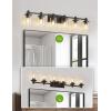 imageL LOHAS LED 3 Light Bathroom Vanity Light Black and Gold Bathroom Light Fixture Over Mirror Modern Lighting Fixtures with Clear Glass Shade Vintage Vanity Lights for Bathroom Mirror Hallway ETLBlack