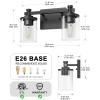 imageL LOHAS LED 3 Light Bathroom Vanity Light Black and Gold Bathroom Light Fixture Over Mirror Modern Lighting Fixtures with Clear Glass Shade Vintage Vanity Lights for Bathroom Mirror Hallway ETLBlack