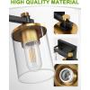 imageL LOHAS LED 3 Light Bathroom Vanity Light Black and Gold Bathroom Light Fixture Over Mirror Modern Lighting Fixtures with Clear Glass Shade Vintage Vanity Lights for Bathroom Mirror Hallway ETLGold and Black