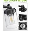 imageL LOHAS LED 3 Light Bathroom Vanity Light Black and Gold Bathroom Light Fixture Over Mirror Modern Lighting Fixtures with Clear Glass Shade Vintage Vanity Lights for Bathroom Mirror Hallway ETLBlack