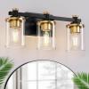 imageL LOHAS LED 3 Light Bathroom Vanity Light Black and Gold Bathroom Light Fixture Over Mirror Modern Lighting Fixtures with Clear Glass Shade Vintage Vanity Lights for Bathroom Mirror Hallway ETLGold and Black