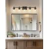 imageL LOHAS LED 3 Light Bathroom Vanity Light Black and Gold Bathroom Light Fixture Over Mirror Modern Lighting Fixtures with Clear Glass Shade Vintage Vanity Lights for Bathroom Mirror Hallway ETLBlack