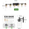 imageL LOHAS LED 3 Light Bathroom Vanity Light Black and Gold Bathroom Light Fixture Over Mirror Modern Lighting Fixtures with Clear Glass Shade Vintage Vanity Lights for Bathroom Mirror Hallway ETLGold and Black