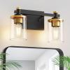 imageL LOHAS LED 3 Light Bathroom Vanity Light Black and Gold Bathroom Light Fixture Over Mirror Modern Lighting Fixtures with Clear Glass Shade Vintage Vanity Lights for Bathroom Mirror Hallway ETLGold and Black
